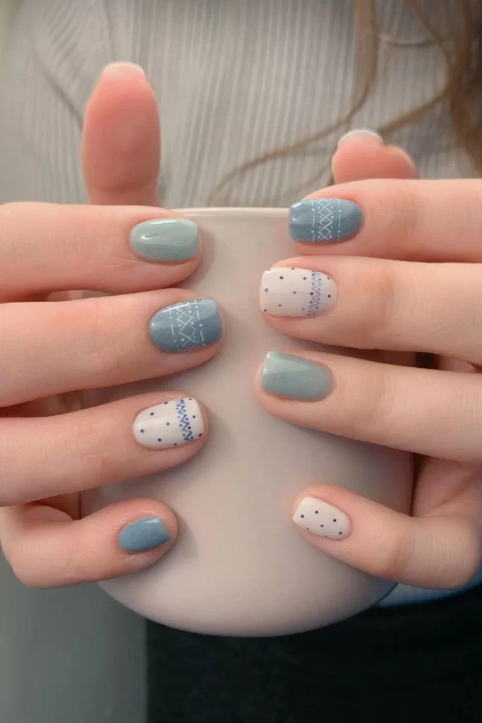 Fair Isle Pattern Winter Nails