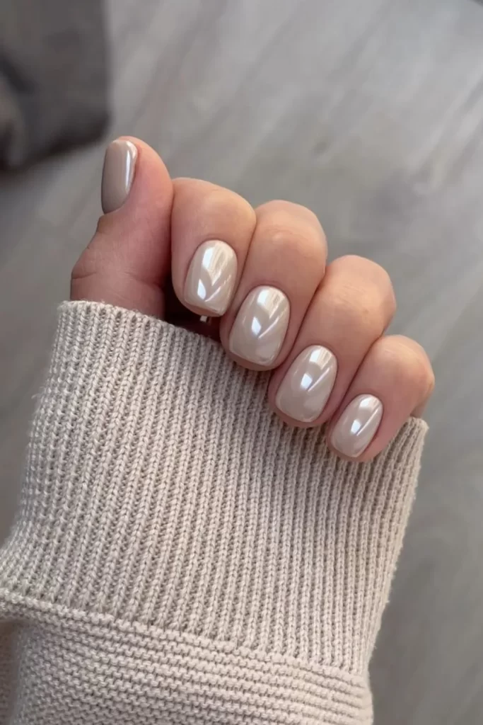 Neutral Chrome Winter Nails