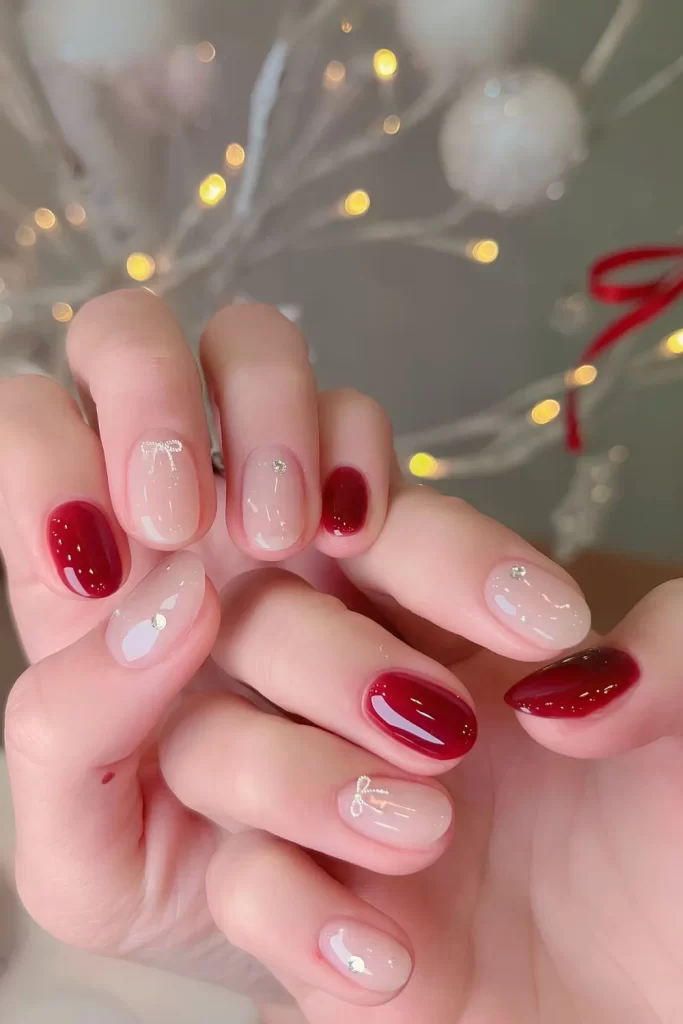 Red & White Winter Nails